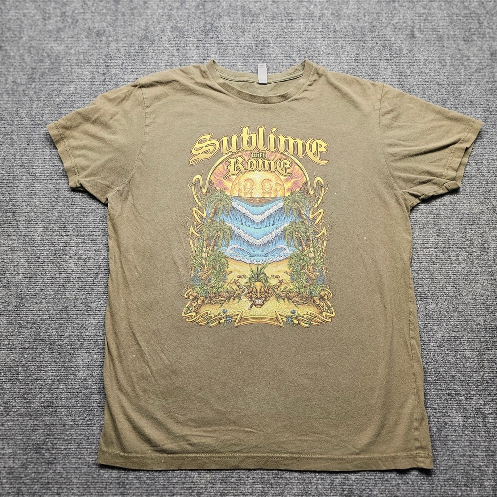 Sublime with Rome Graphic T-Shirt Mens Large Olive Green Band Tee Next Level